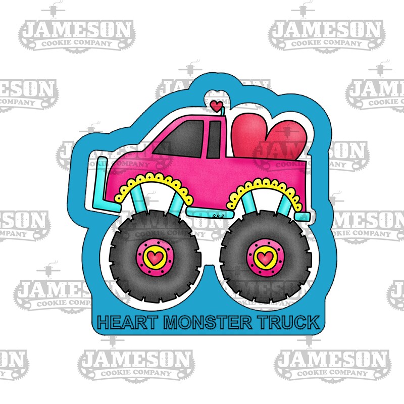 Monster Truck Hauling Heart Cookie Cutter - Love Truck, Valentine's Day Theme